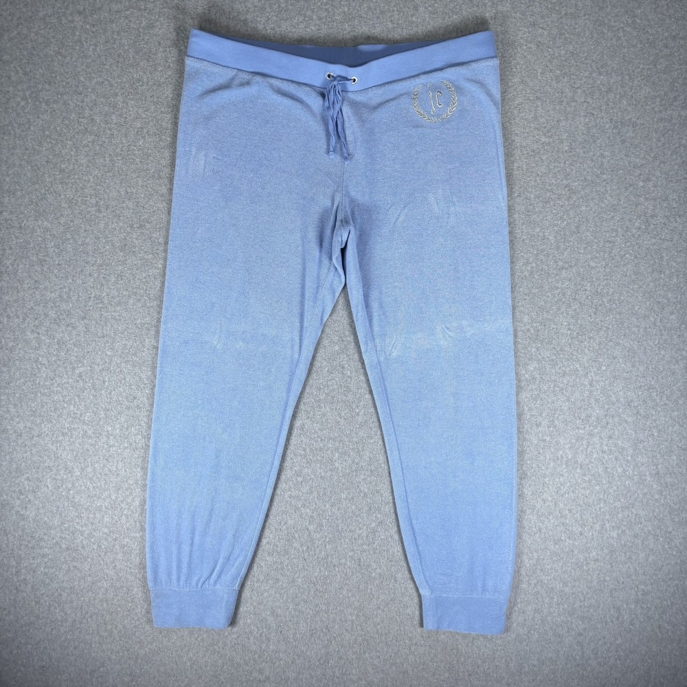 Y2K Juicy Couture Joggers Womens Large Blue Terry Cloth Embroidered Logo - Picture 2 of 16